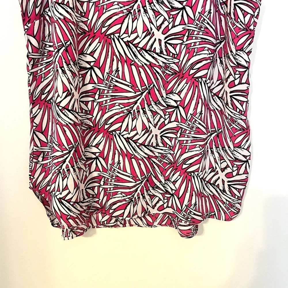 2/$30 Saint Tropez West - Pink White Tropical Sleeveless Blouse Summer Top Small - Picture 4 of 7